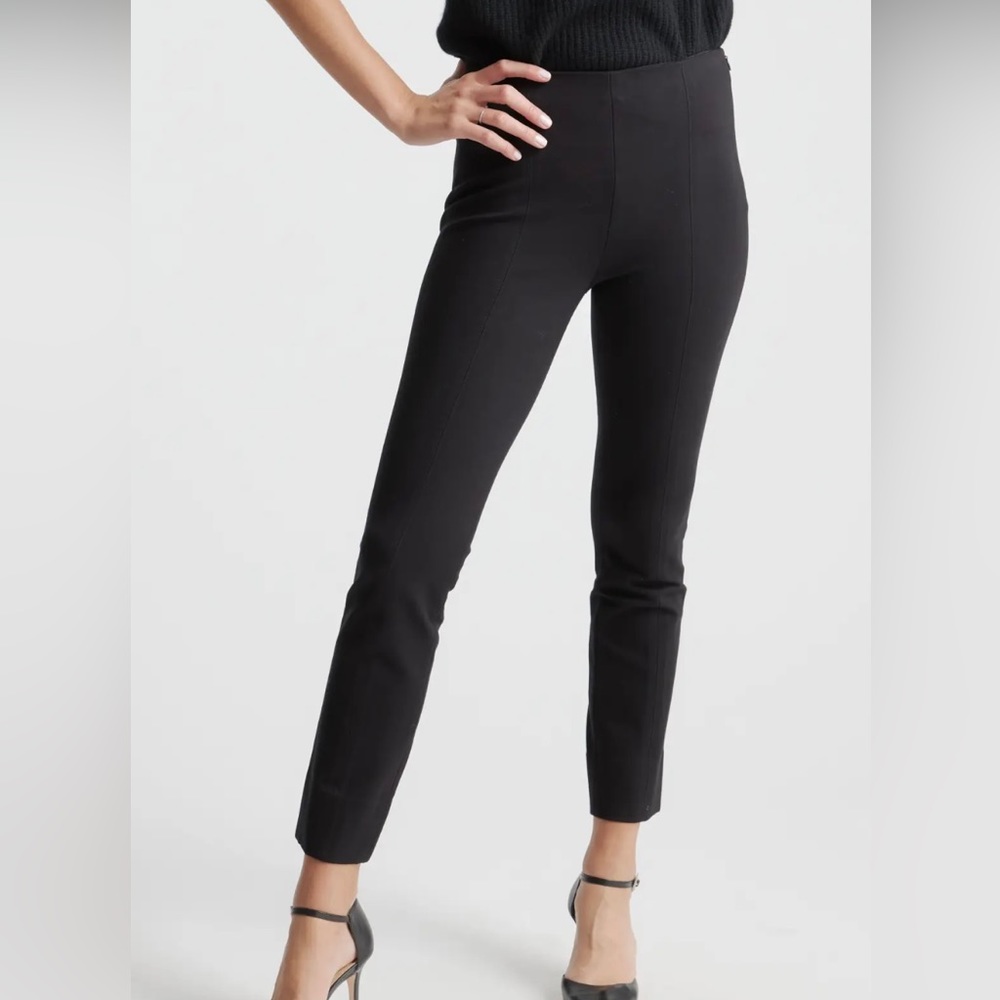 Quince Ultra Stretch Ponte Knit Pintuck Ankle Pants Side Zip GUC